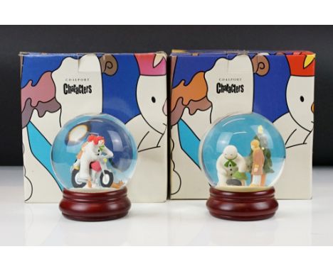 Two boxed Coalport Characters ' The Snowman ' snow globes, to include First Edition Christmas Friends Glitter Globe &amp; Hol