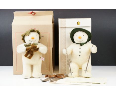 Two boxed Steiff Raymond Briggs ltd edn snowmen to include The Snowman "Dancing with Teddy" (ltd edn no. 79/1500) and "The Sn