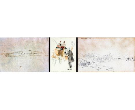 Elizabeth Rivers, Irish (1903-1964)&nbsp;  "Island View from the Ferry," pencil sketch, approx. 17cms x 24cms (7" x 9 1/2") F