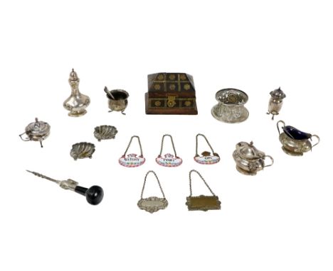 A collection of miscellaneous Silver, comprising a miniature Chester silver Dish Ring, a pair of Birmingham silver shell shap