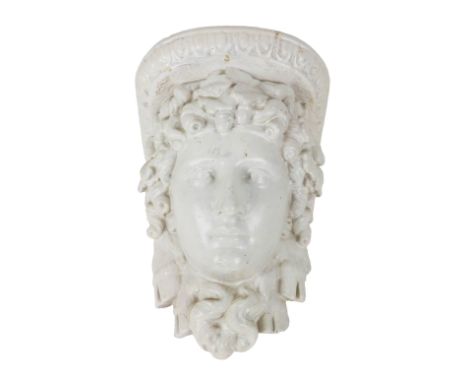 A Georgian style classical Bust on Wall Bracket, depicting a classical Woman in painted plaster, 30cms (11 1/2"). (1)