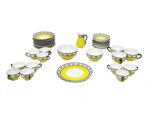 A Royal Worcester yellow ground floral design part Tea Service, as a lot, w.a.f.