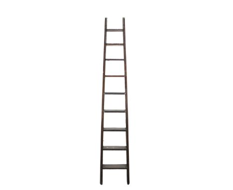 A 19th Century Estate made Library Ladder, with 9 steps, approx. 239cms (94") high. (1)
