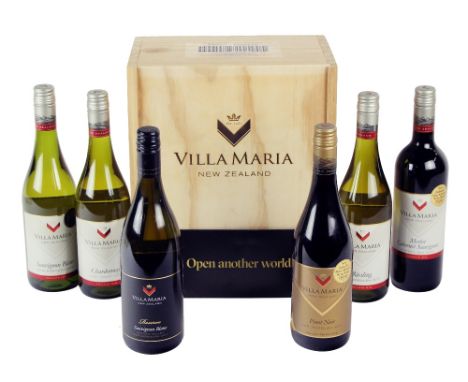 Wine: New Zealand, 2016-2017 Vintage, six varied Bottles, from the Villa Maria Vineyard, including a merlot (C.S.), Pinot Noi