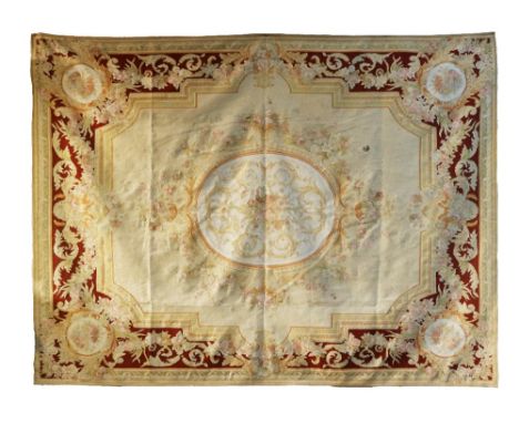 A 19th Century large attractive cream ground floral decorated Aubusson Tapestry, 249cms high x 310cms wide (98" x&nbsp; 122")