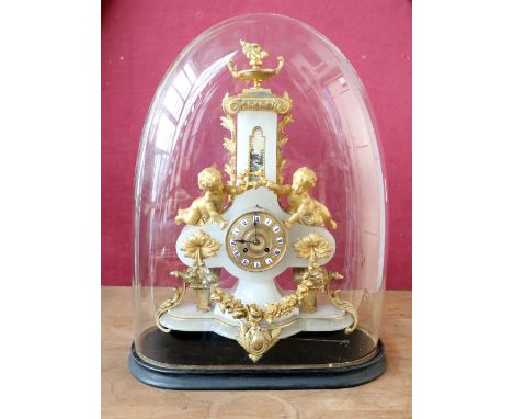 A large and attractive 19th Century marble and ormolu mounted Mantel Clock, of cruciform with urn finials, surmounted above r