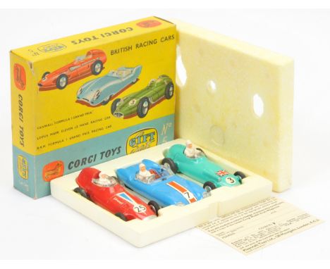 Corgi toys GS5 Gift Set "British Racing Cars" to Include - Vanwall Formula 1 "Grand Prix" - red body, silver trim including n