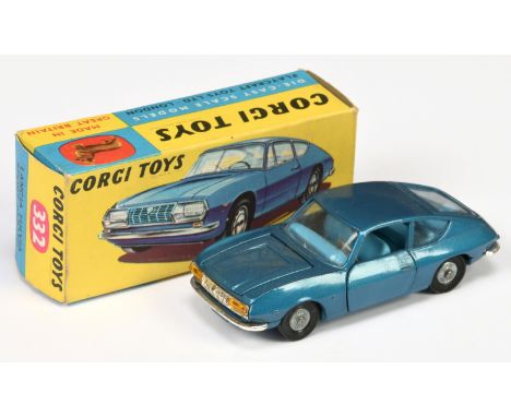 Corgi Toys 332 Lancia Fulvia Sport Zagato - blue body and interior, chrome trim and cast hubs - Good Plus still a nice bright