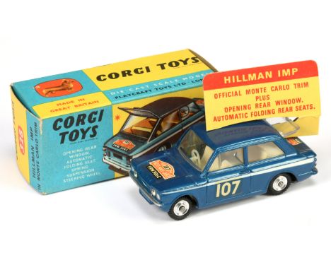 Corgi Toys 328 Hillman "Rallye Monte-Carlo" - blue body, white side flashes, off white interior, silver trim and spun hubs - 