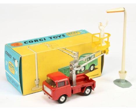 Corgi Toys GS14 Gift Set Tower Wagon - red body, silver trim, spun hubs and silver jib with yellow plastic basket, complete w