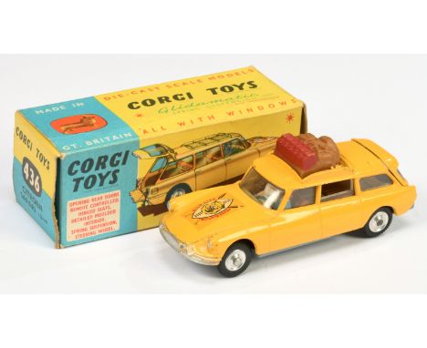 Corgi Toys 436 Citroen Safari " Wildlife Preservation" - yellow body, drab green and brown interior with figures, silver trim