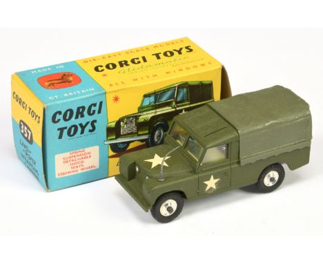 Corgi Toys 357 Land Rover Weapons Carrier - green including plastic canopy, lemon interior, aerial, spun hubs and metal tow h