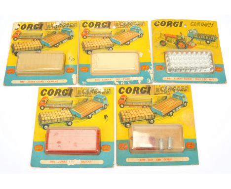 Corgi Toys (CARGOES) Accessories to Include - 1485 Planks, 1486 Bricks, 1487 Milk Churns, 1488 Cement and 1490 Skip &amp; Chu