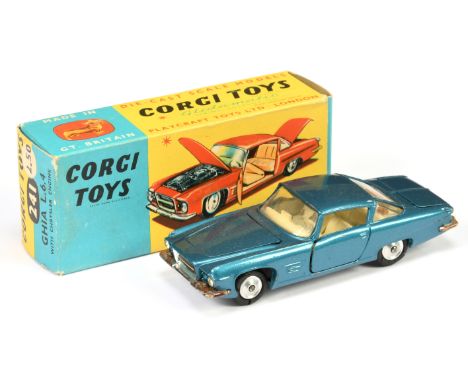 Corgi Toys 241 Ghia L.6.4 - blue, cream interior, chrome trim and spun hubs - Good Plus to Excellent (loss of chrome to front