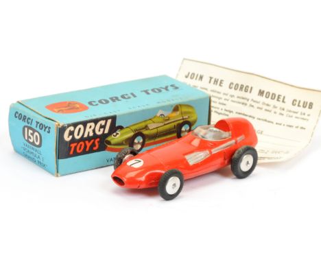 Corgi Toys 150 Vanwall Formula 1 "Grand Prix" Racing car - red body, silver interior and trim, flat spun hubs, racing No.7 - 