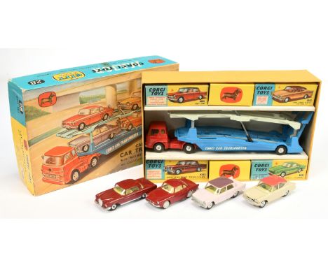 Corgi Toys GS28 Gift Set "Transporter" to include - Bedford TK Carrimore Car transporter - red cab, lemon interior, silver tr