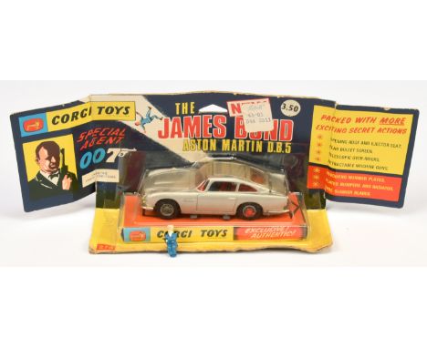 Corgi Toys 270 "James Bond" Aston Martin DB5 - silver body, red interior with "James Bond &amp; Bandit" figures, tyre slasher