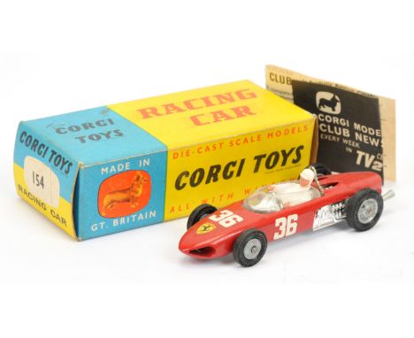 Corgi Toys 154 Ferrari Formula 1 "Grand Prix" Racing Car - red body with silver base, chrome trim, figure driver, harder to f