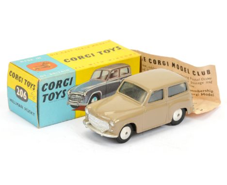 Corgi Toys 206 Hillman Husky - fawn body, silver trim and flat spun hubs - Excellent lovely bright example in a Good Plus lat