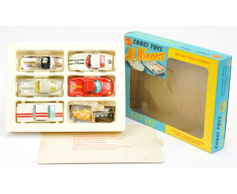 Corgi toys GS46 Gift Set "All Winners" to include (1) Marcos 1800GT - white body, green bonnet stripes, red interior with fig