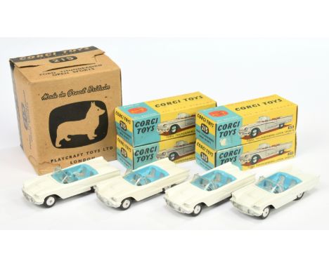 Corgi Toys 215 Ford Thunderbird Open Sports Trade Pack containing 4 x examples - white body with blue and silver interior, gr