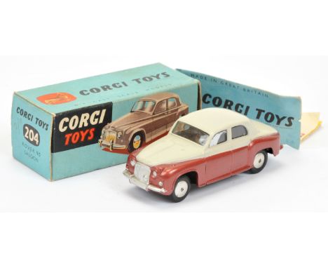 Corgi Toys 204 Rover 90 Saloon - two-tone pale grey over metallic cerise, silver trim and flat spun hubs -Excellent Plus beau