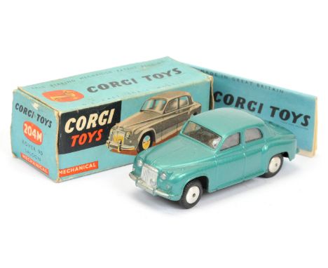 Corgi Toys 204M Rover 90 Saloon - metallic green body, silver trim, mechanical motor and flat spun hubs -Excellent Plus nice 