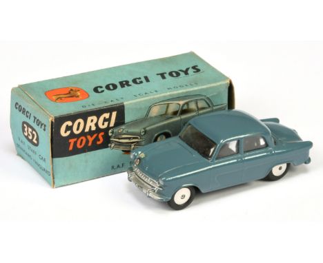 Corgi Toys 352 "RAF" Standard Vanguard "Staff" Car - finished in "RAF" blue, silver trim, flat spun hubs - Excellent in a Goo