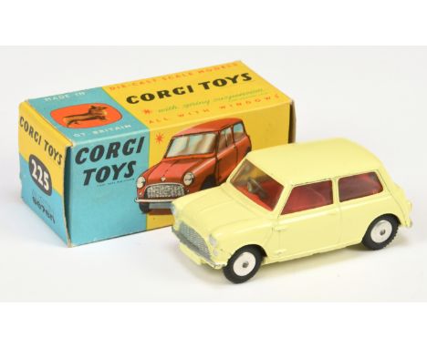 Corgi Toys 225 Austin Seven Mini - yellow body, red interior, silver trim and flat spun hubs - Good Plus still a nice bright 