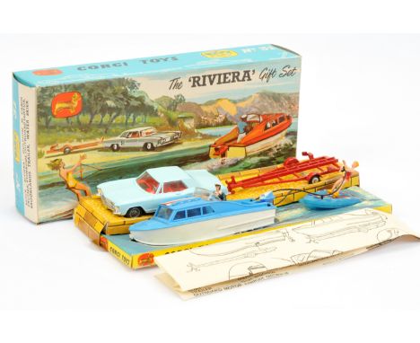 Corgi Toys GS31 Gift Set&nbsp; "Riviera" to include - Buick Riviera - light blue, red interior, chrome trim, cast hubs, grey 