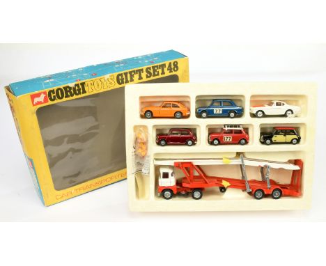 Corgi toys GS48 Gift Set "Transporter" to include (1) MGC GT - RARE orange body, black interior, chrome trim and wire wheels,