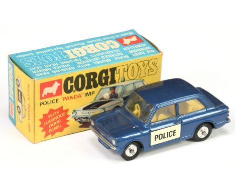 Corgi Toys 506 Hillman Imp "Police" Car - (251 issue) finished in dark metallic blue with yellow interior, silver trim, spun 