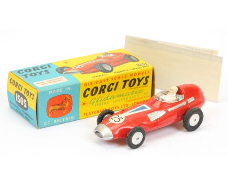 Corgi Toys 150S Vanwall Formula 1 "Grand Prix" Racing car - red body, silver interior and trim including front nose, with fig