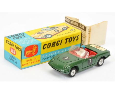 Corgi Toys 318 Lotus Elan S2 "I've Got A Tiger In My Tank" - green body, red interior with figure driver, silver trim, spun h