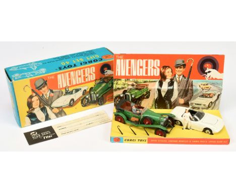 Corgi toys GS40 Gift Set "The Avengers" - to include (1) "John Steeds" Vintage Bentley, green body, black chassis, red wire w