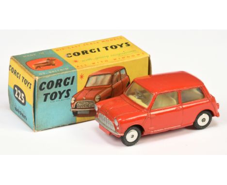 Corgi Toys 225 Austin Seven Mini - red body, lemon interior, silver trim and flat spun hubs - Excellent Plus in a Good (sligh