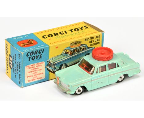 Corgi Toys 236 Austin A60 De-Luxe Saloon "Motor School" Car - RARE&nbsp; Light Turquoise body (possible colour trail), red in