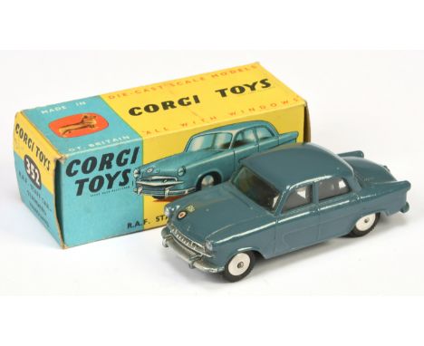 Corgi Toys 352 "RAF" Standard Vanguard "Staff" Car - finished in "RAF" blue, silver trim, flat spun hubs - Excellent in a Goo