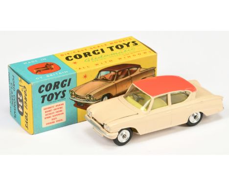 Corgi Toys 234 Ford Consul Classic - deep&nbsp; cream body and base with salmon-pink roof, lemon interior, silver trim and sp