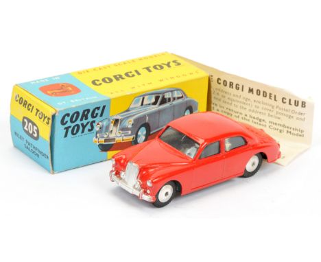 Corgi Toys 205 Riley Pathfinder Saloon - deeper red body, silver trim and flat spun hubs - Excellent Plus (some small marks o