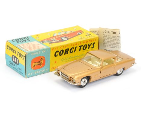 Corgi Toys 241 Ghia L.6.4 - gold body, cream interior, chrome trim and spun hubs - Excellent lovely bright example in a Good 