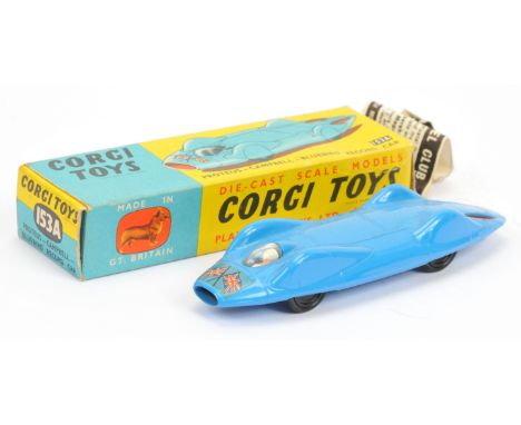 Corgi Toys 153A Proteus-Campbell Record car - blue body with red rear flashes, black plastic wheels, figure driver and harder