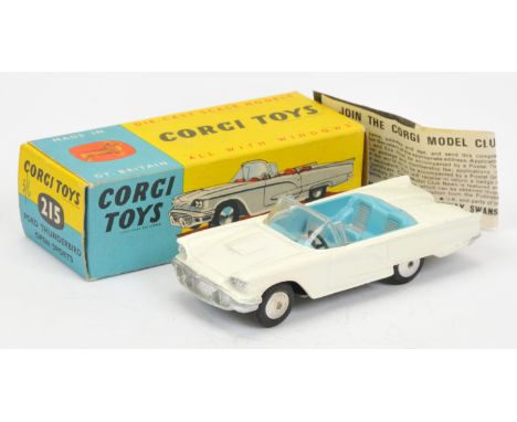 Corgi Toys 215 Ford Thunderbird Open Sports&nbsp; - white body with blue and silver interior, harder to find Black steering w