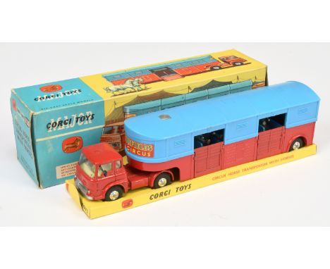 Corgi Toys 1130 "Chipperfields Circus" Bedford TK Horse Transporter - red cab with lemon interior, silver trim and spun hubs 