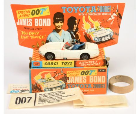 Corgi Toys 336 "James Bond" Toyota 2000GT taken from the film "You Only Live Twice" - White body, black interior with "James 