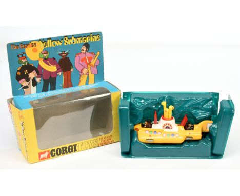 Corgi Toys 803 "The Beatles" Yellow Submarine - yellow and white body with red hatches, cast hubs - Near Mint lovely bright e