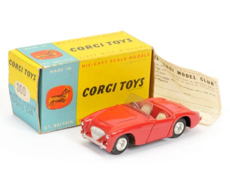 Corgi Toys 300 Austin Healey Sports Car - deep red body, cream seats, silver trim and spun hubs - Excellent Plus lovely brigh