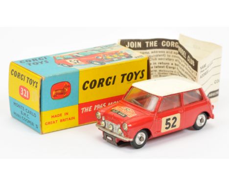 Corgi Toys 321 BMC Mini Cooper S "Rallye Monte-Carlo" - red including interior, white roof, silver trim, spun hubs and racing