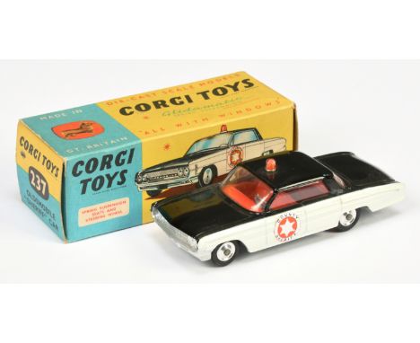 Corgi Toys 237 Oldsmobile Super 88 "County Sheriff" - two-tone black over white, red interior and roof light, silver trim and