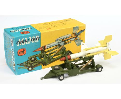 Corgi toys 1109 Bristol Bloodhound Guided Missile On Loading Trolley - Green Trolley with flat spun hubs and red, white and y